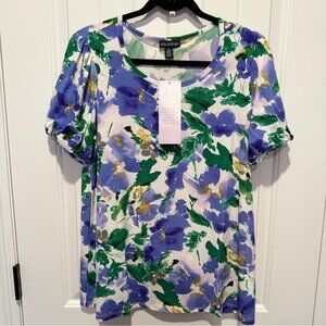 Purple and Green Floral Blouse